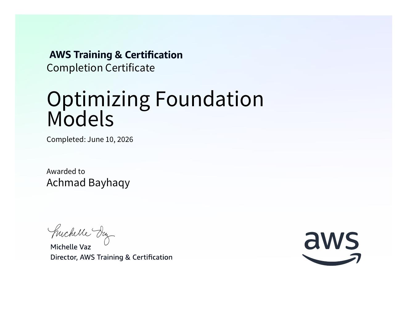 Optimizing Foundation Models certificate