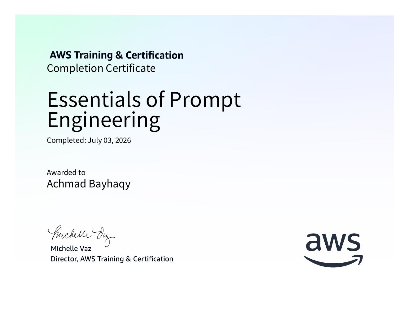 Essentials of Prompt Engineering certificate